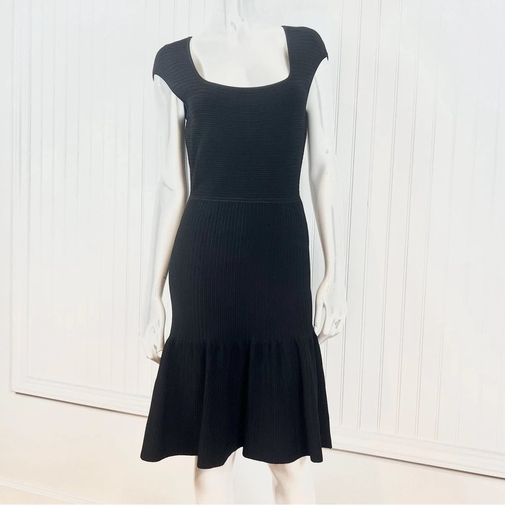 Rickie Freeman Teri Jon Short Sleeve Bandage Dress in Black Size Medium